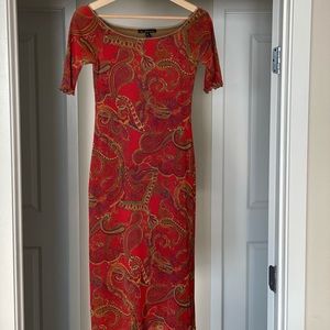 Weston Wear Red Paisley Midi Dress